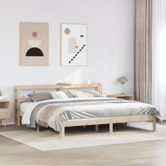 Sengeramme 180x200 cm i massivt fyrretræ med sengegavl