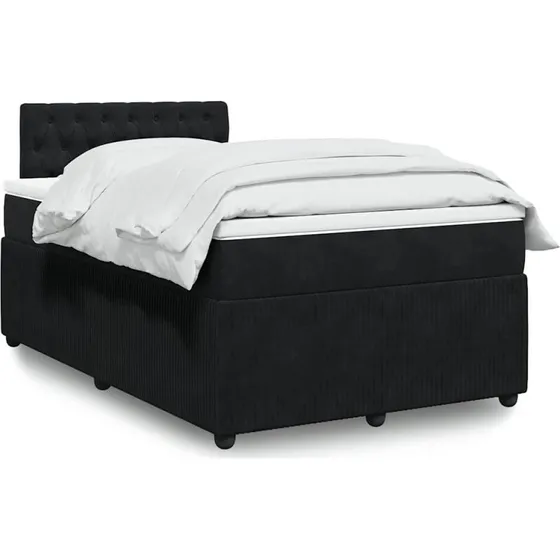 Kontinentalseng 120x190 cm i sort velour med pocketmadrasser