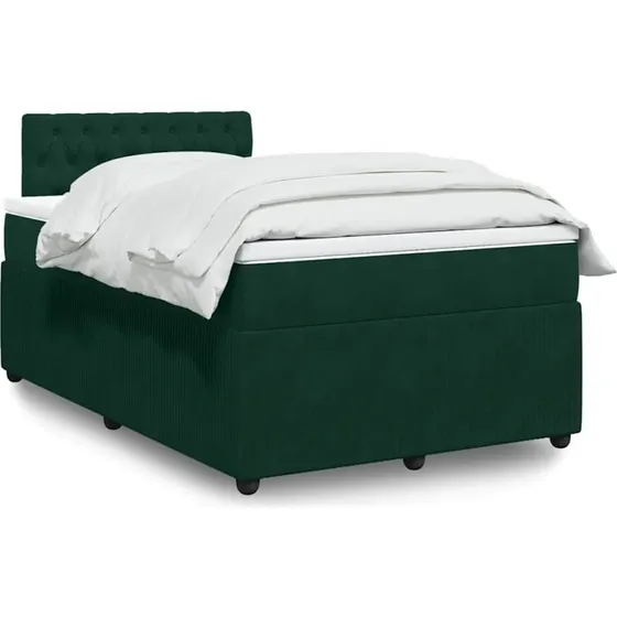 Kontinentalseng 120x190 cm i mørkegrøn velour med madras
