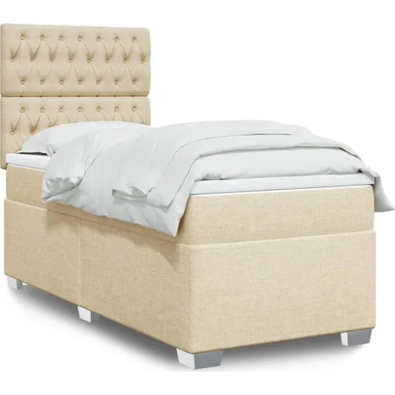 Kontinentalseng med madras 80x200 cm - creme stof