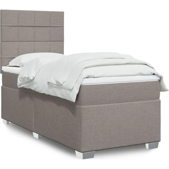 Kontinentalseng 90x190 cm med pocketmadras - gråbrun