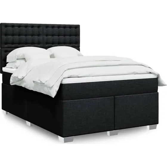 Kontinentalseng 160x200 cm med pocketmadras, sort stof
