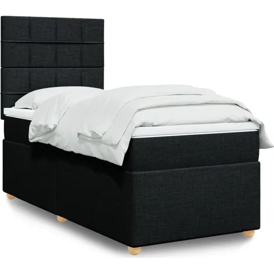 Kontinentalseng med madras 90x190 cm i sort stof