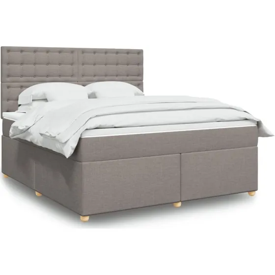 Kontinentalseng 180x200 cm – gråbrun stof med pocketmadras