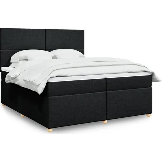 Kontinentalseng 200x200 cm med pocketmadras - Sort stof