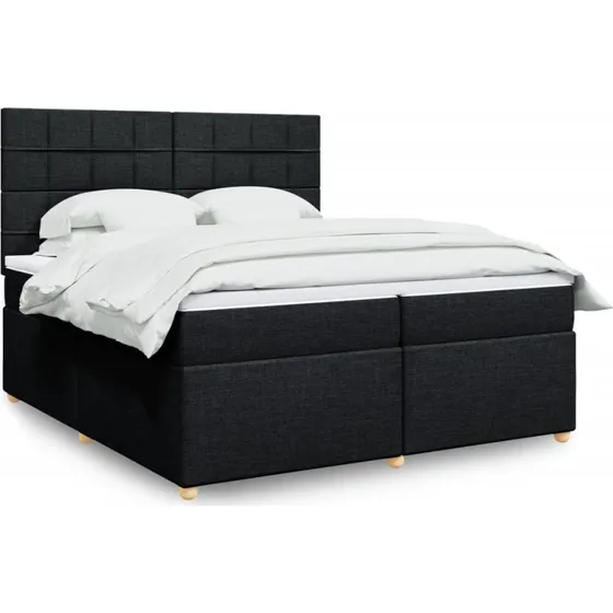Kontinentalseng 200x200 cm med pocketmadras - Sort stof