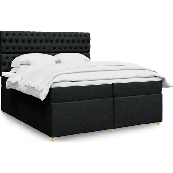 Kontinentalseng 200x200 cm med pocketmadras, sort stof