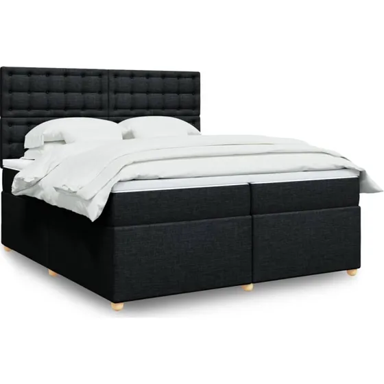 Kontinentalseng 200x200 cm med pocketmadras, sort stof
