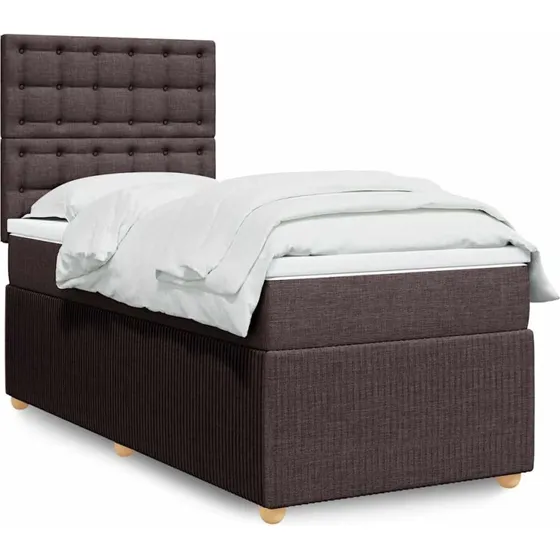 Kontinentalseng 90x190 cm med pocketmadras - mørkebrun