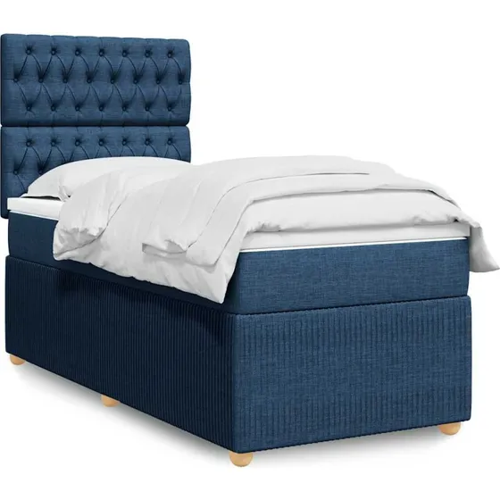Kontinentalseng 100x200 cm med pocketmadras – blå
