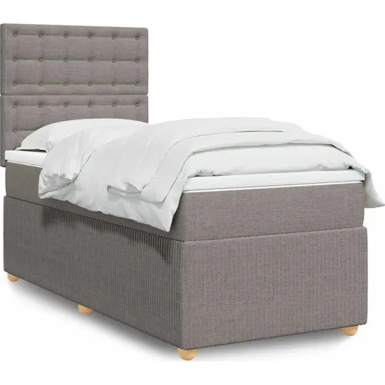 Kontinentalseng 100x200 cm med pocketmadras – gråbrun