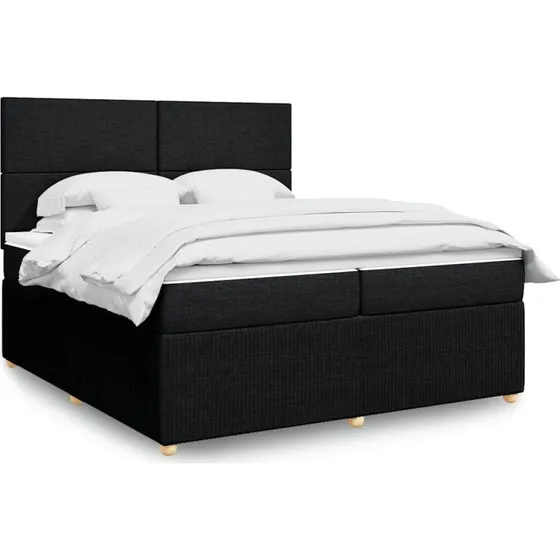 Kontinentalseng 200x200 cm med pocketmadras – sort stof