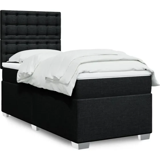 Kontinentalseng 100x200 cm med pocketmadras - sort stof