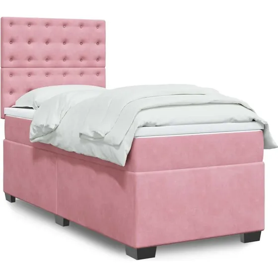 Kontinentalseng 90x190 cm med madras - fløjl pink