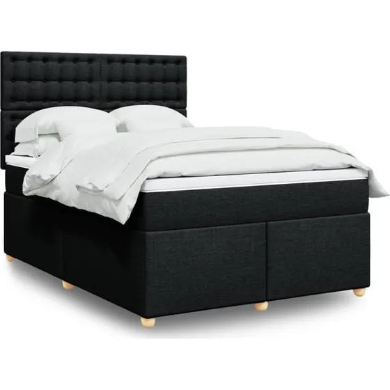Kontinentalseng 160x200 cm med pocketmadras - sort stof