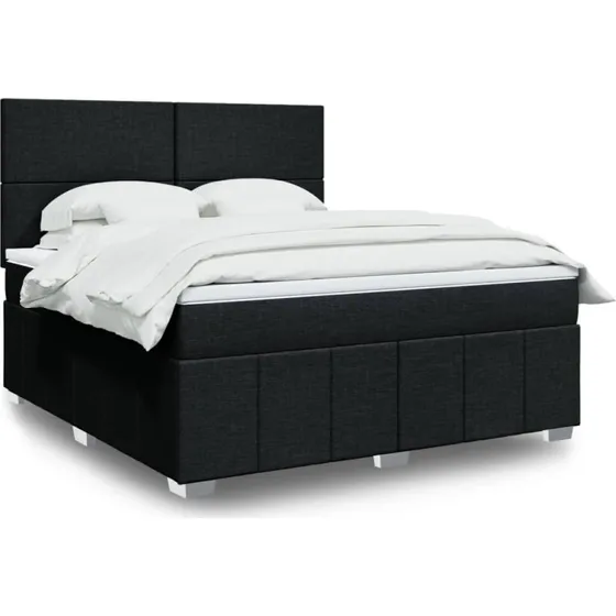 Kontinentalseng 180x200 cm med pocketmadras, sort stof