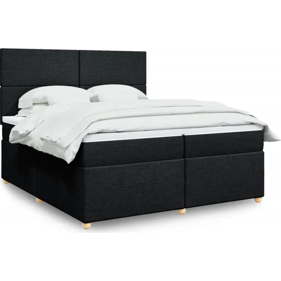 Kontinentalseng 200x200 cm i sort stof med pocketmadrasser