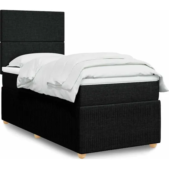 Kontinentalseng 90x200 med pocketmadras - sort stof