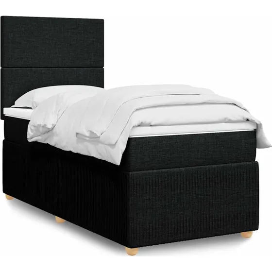 Kontinentalseng 100x200 cm med pocketmadras, sort stof