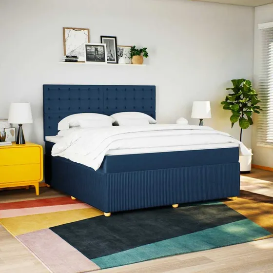 Kontinentalseng 180x200 cm med pocketmadras - Blå polyester
