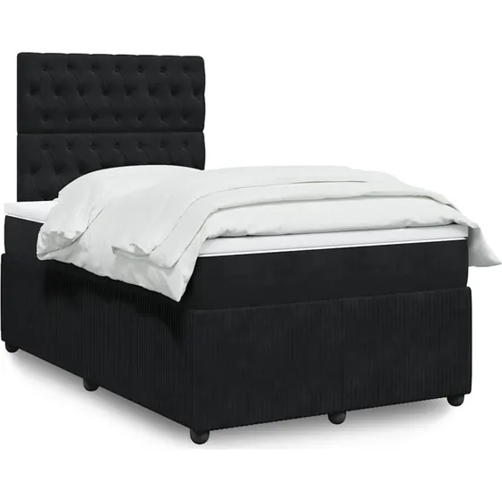 Kontinentalseng 120x190 cm med velourmadras, sort