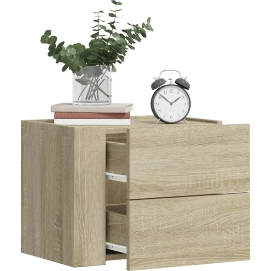 Væghængte sengeborde 2 stk. 45x30x35 cm – Sonoma-eg