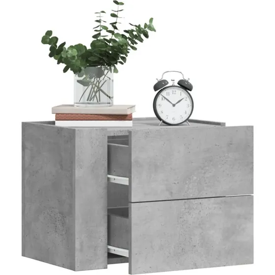 Væghængte sengeborde 2 stk. 45x30x35 cm – betongrå