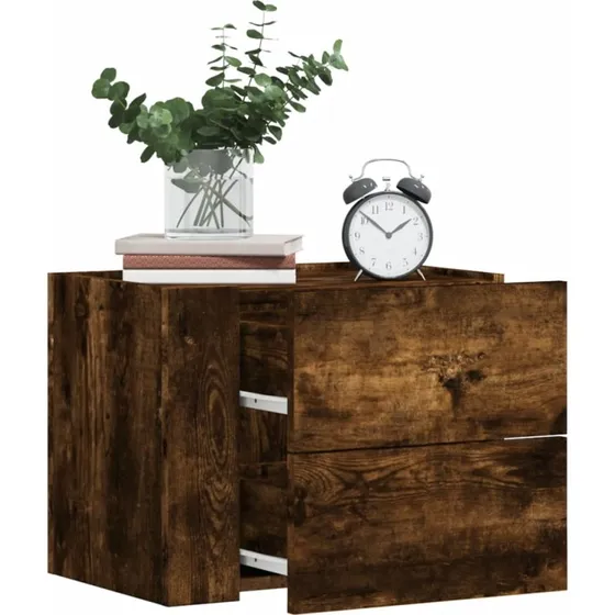 Væghængt sengebord 45x30x35 cm – røget egetræ