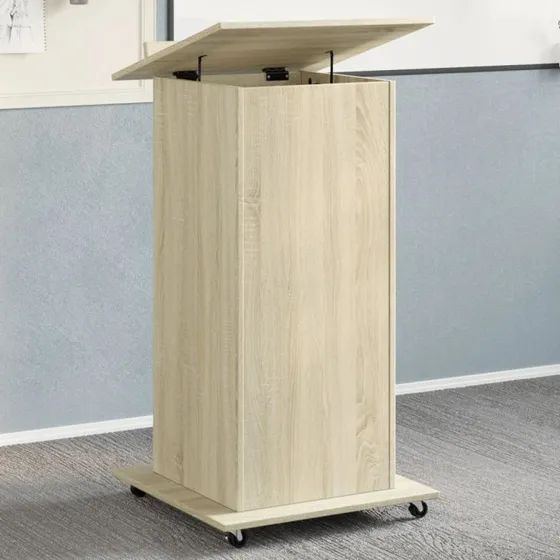 Talerstol med hjul og skuffe 55x55x107 cm Sonoma eg