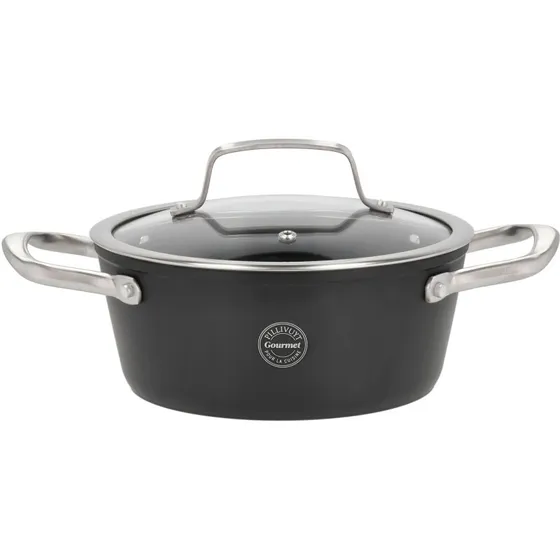 Pillivuyt Travo gryde 20 cm 2,1 L med glaslåg, sort