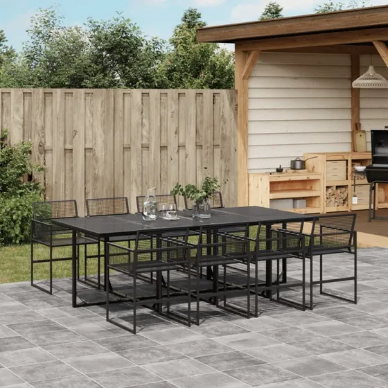 Polyrattan havemøbelsæt 9 dele – sort