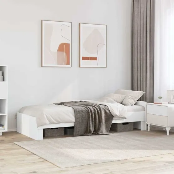 Sengeramme 90x190 cm i hvidt konstrueret træ