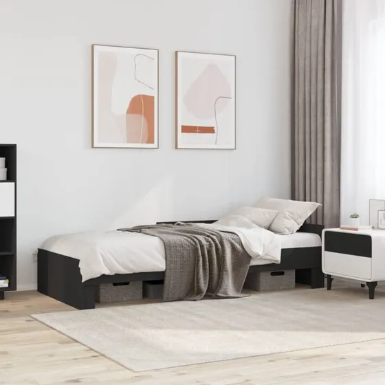 Sengeramme 75x190 cm i sort konstrueret træ