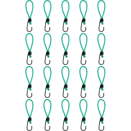 Elastiksnore med krog 15 cm, 20 stk  robuste PP