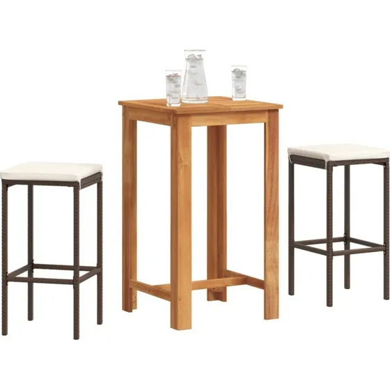 Barst til haven 3 dele  akacietr & polyrattan, brun