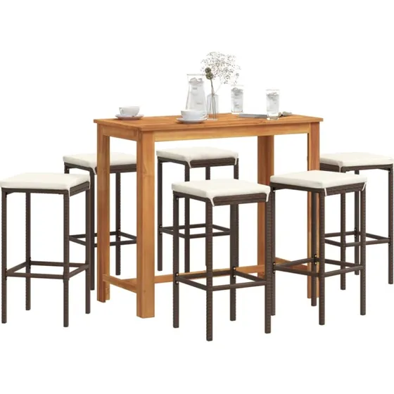 Barst til haven 7 dele i akacietr og polyrattan