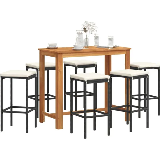 Barst til haven 7 dele i akacietr & polyrattan - sort