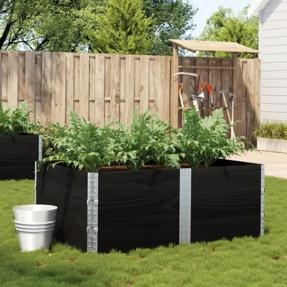 Plantekasse 150x100 cm i massivt fyrretræ – sort