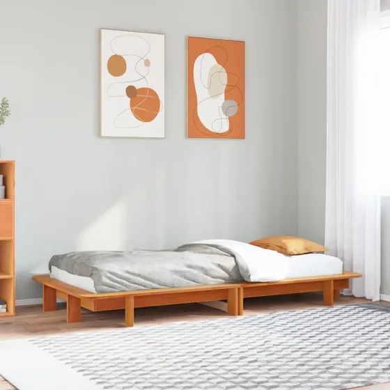 Sengeramme i massivt fyrretræ 100x200 cm – gyldenbrun