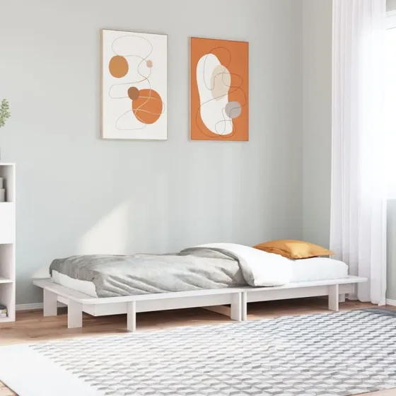 Sengeramme 90x190 cm i massivt fyrretræ - hvid