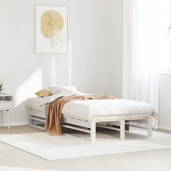 Sengeramme 90x190 cm i massivt fyrretræ - Hvid