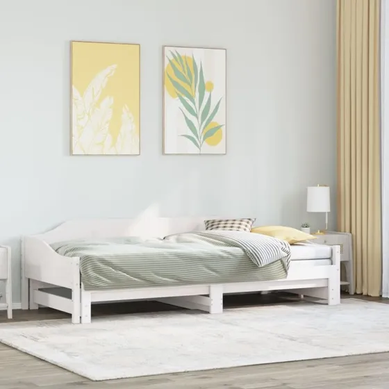 Daybed med udtrk 90x200 i massivt fyrretr, hvid