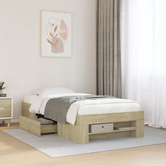 Sengeramme 90x200 cm i sonoma-eg – konstrueret træ