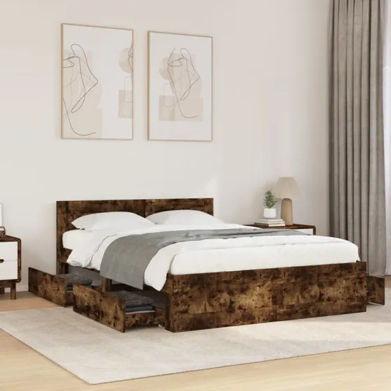 Sengeramme 140x190 cm med gavl – røget eg