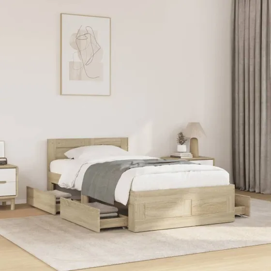 Sengeramme 75x190 cm med gavl i sonoma-eg