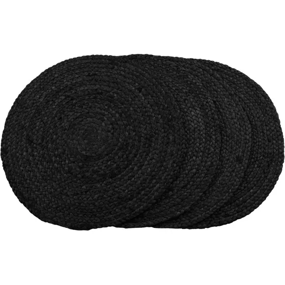 Bombay Dækkeservietter Sæt 4 Ø38 cm – Flettet Jute, Mørkegrå