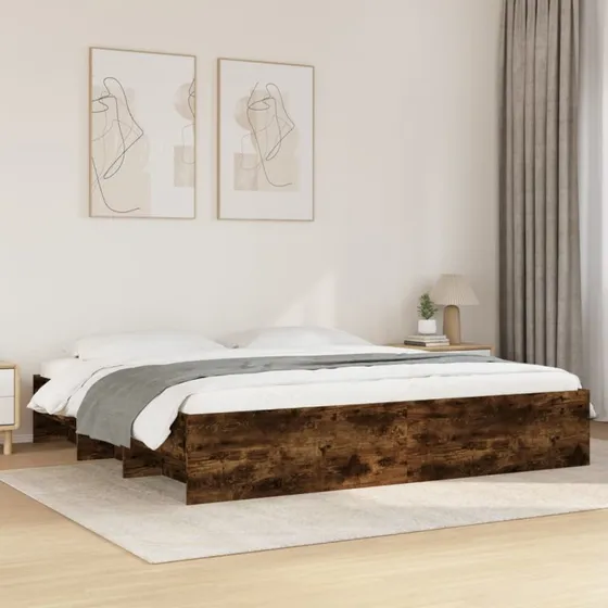 Sengestel 180x200 cm i konstrueret træ – røget eg