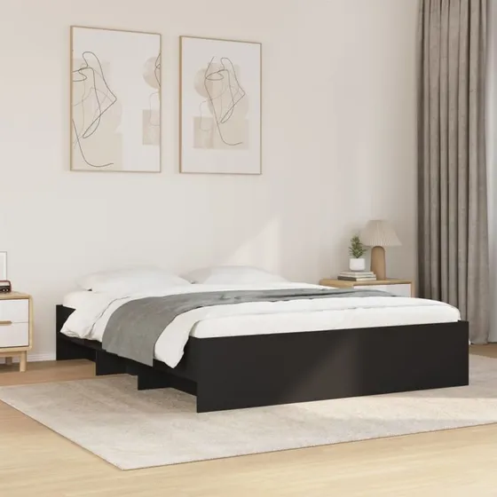 Sengestel 160x200 cm i konstrueret træ – sort