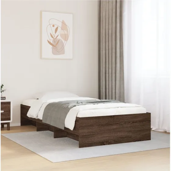 Sengeramme 100x200 cm i konstrueret træ, brunt eg