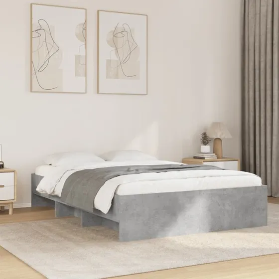 Sengestel 120x190 cm i konstrueret træ – betongrå